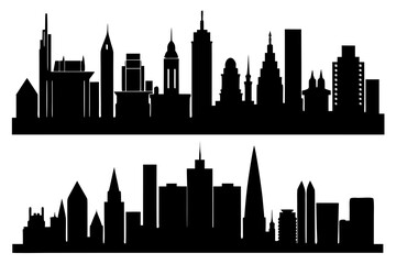Obraz premium City Skyline Silhouette Vector Pack Isolated on White Background
