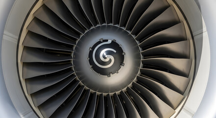 Detailed Airplane Turbine Macro with Flawless Metallic Surface
