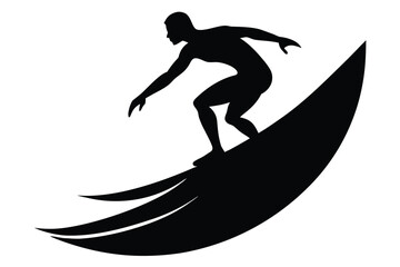 Silhouette of a surfer riding a wave, water sport activity