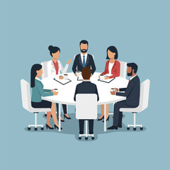 Diverse group of professionals collaborating around a conference table.