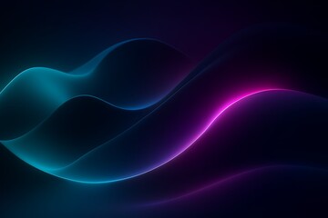 Abstract neon aurora flowing waves of cyan and magenta light on