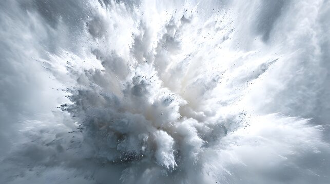 Brilliant white dust cloud expands rapidly outward in dynamic motion