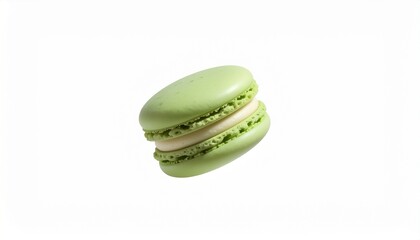 Green Macaron Isolated on White Background