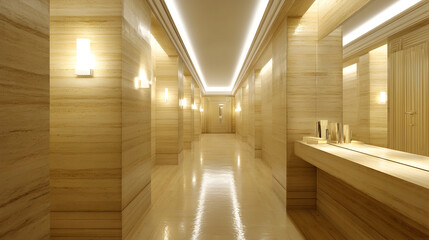 Obraz premium The modern classic foyer showcases refined symmetry and lighting