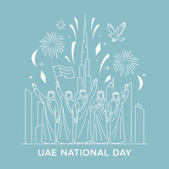 Logo aesthetic United Arab Emirates Celebrate National Day. The logo features a bird with the number 54. Vector Sign for Banner, Logos, Labels, and Icons. Vector Illustration