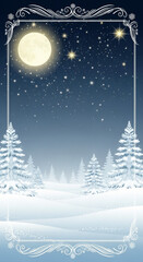 christmas night landscape with snow