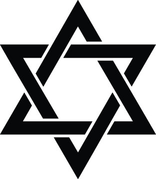 Black Star of David geometric symbol on white background judaism jewish
