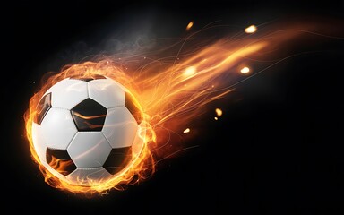 Naklejka premium Soccer ball on fire effect