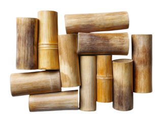 Wooden pieces pile on white background a collection of natural wood fragments arranged in a disordered pile set against a pristine white backdrop