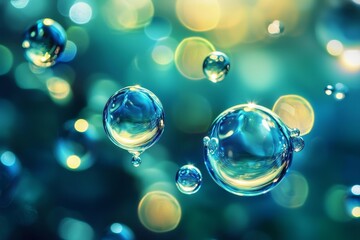 Naklejka premium Presence of hydrogen molecules in liquid bubbles showcases unique fuel properties.