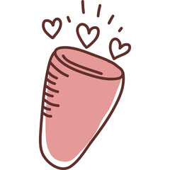 Pink Sketch Style Cup Filled With Love And Affection Represented By Hearts Floating Above.