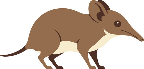 Simple Flat Style Brown Elephant Shrew Animal Illustration Graphic Icon