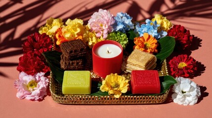 Authentic Traditional Bhai Dooj Puja Thali Joyful Festive Celebration for E-commerce and Social Media Marketing Content