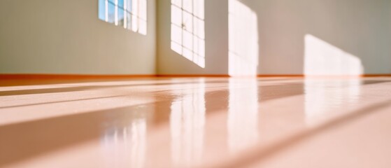 Professional Empty Assisted Living Facility Floor Calm Golden Sunlight and Cream Institutional Setting for Healthcare Marketing Content