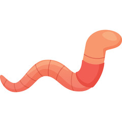 Pink Worm Illustration With Transparent Background And Pixel Art Style In Close Up View
