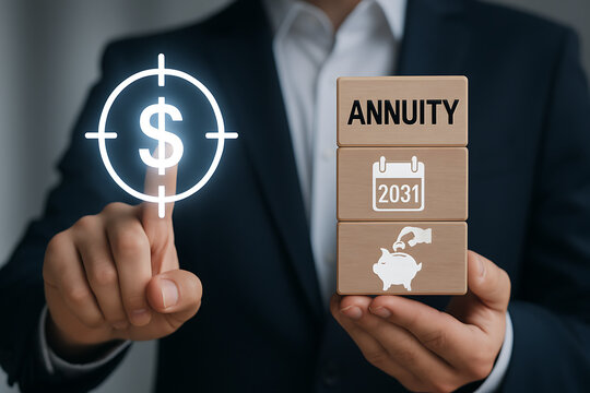 Financial concept of annuity. Annuities. Savings, insurance. Life annuity.new concept
