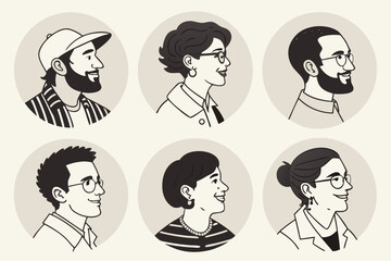 Set of modern design people avatar icons. Vector illustrations for social media, user profile, website and app design and development.