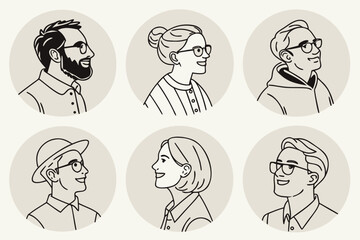 Set of modern design people avatar icons. Vector illustrations for social media, user profile, website and app design and development.