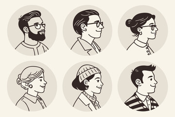 Set of modern design people avatar icons. Vector illustrations for social media, user profile, website and app design and development.