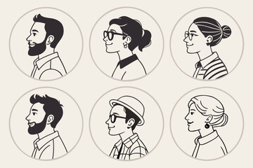 Fototapeta premium Set of modern design people avatar icons. Vector illustrations for social media, user profile, website and app design and development.