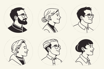 Set of modern design people avatar icons. Vector illustrations for social media, user profile, website and app design and development.