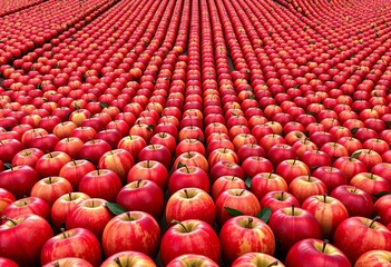 Infinite rows of red apples, seamlessly repeating, apples, repeat