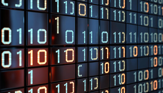 Digital Stream: Abstract view of the digital binary code on a computer screen