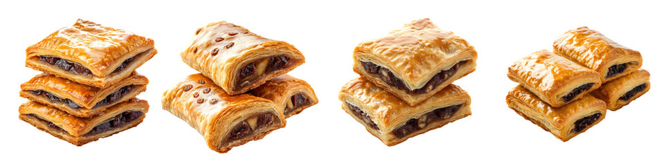 Sweet pastry – A type of dough-based dessert, which could include cookies like Fig Newtons. Isolated on Clear White Background Highly Detailed 