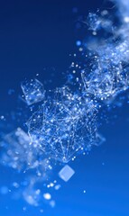 Modern Digital Network Particles and Holographic Elements on Blue Tech Background Premium Advertising Content for Creative Marketing