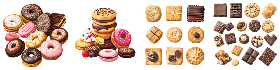 Sweet treat – A general term for any sweet dessert or snack, including cookies. Isolated on Clear White Background Highly Detailed 