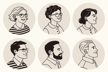 Set of modern design people avatar icons. Vector illustrations for social media, user profile, website and app design and development.