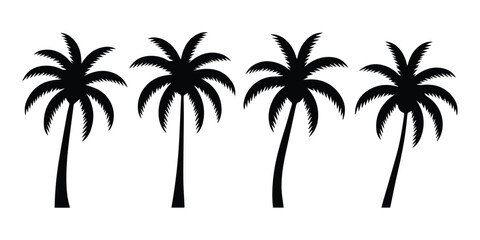 Obraz premium Palm Tree Silhouettes Vector Set