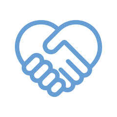 Handshake in Heart Shape Outline Vector Icon