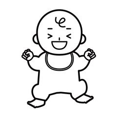大笑いする赤ちゃんの全身のイラスト