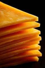 Stacked Slices of Cheddar Cheese with Clear Edge in Shadow