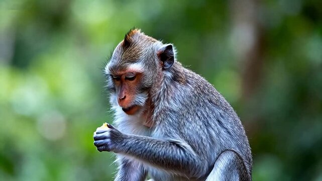 Monkey eating in natural setting