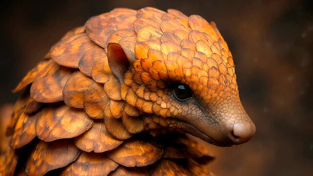 Close-up of a textured pangolin with intricate scales
