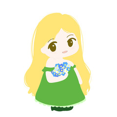 Fairy Cute Girl with a bouquet (Yellow)