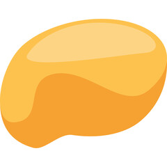 Stylized Cartoon Yellow Mango Fruit with Smooth Shiny Surface and Subtle Highlights on Transparent Background