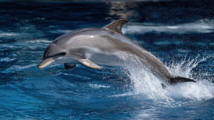 Dolphin Leaping Out of Clear Ocean Water Splashing During Daytime