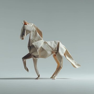 The video features a horse model made using the Japanese paper folding art known as origami. Origami comes from the Japanese language, where "ori" means to fold and "kami" means paper.