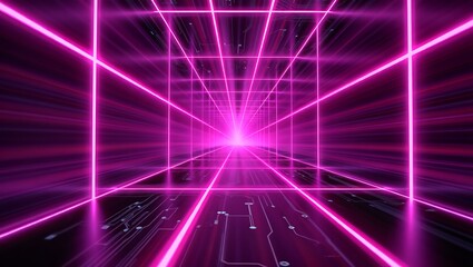 Futuristic purple technology background featuring glowing lines, digital grid, and data flow. Perfect for innovation, AI, cyberspace, and modern tech design, science, or communication themes.