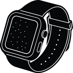 Smart watch Vector Silhouette for Modern Technology, Smart Devices, and Lifestyle Projects on transparent background