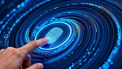 Finger scan on digital fingerprint interface - Powered by Adobe