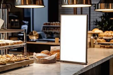 Empty advertising board tailored for bakeries and confectioneries.