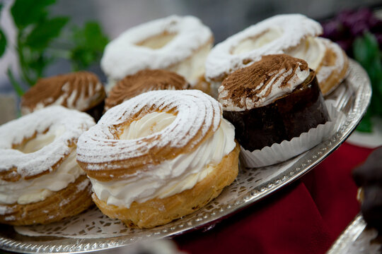 Handmade pastries in a deli dessert counter