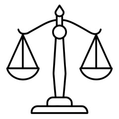 Golden brass scales of justice vector icon, a symbol of law and equality in the court
