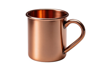 Polished copper mug with curved handle isolated on black background metal metallic, Png, Isolated on Transparent Background, Cut Out