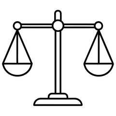 Golden brass scales of justice vector illustration, a legal symbol for law and balance