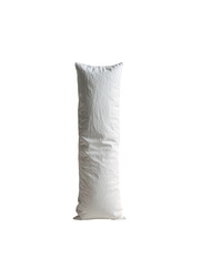 Long, narrow white bag isolated on black backdrop, gently wrinkled